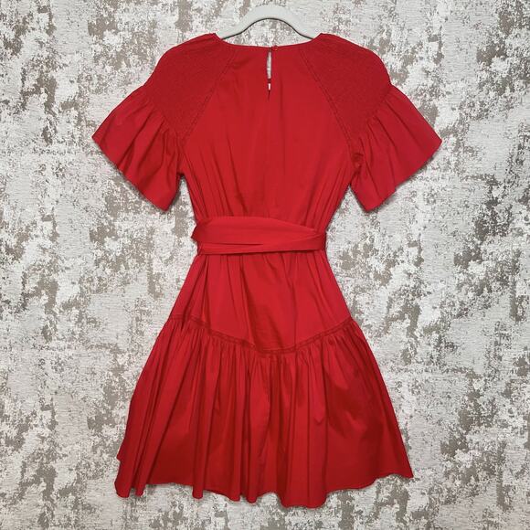 Rachel Parcell Tiered Skirt Mini Dress in Red - Picture 2 of 7